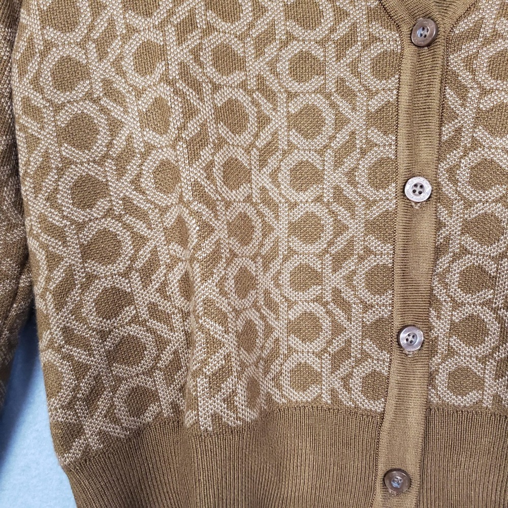 Calvin Klein Women's Size M Cardigan Sweater Brown CK Logo Print Monogram NWT - Picture 3 of 10